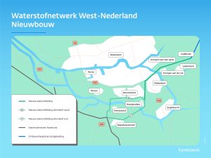 Kaart waterstofnetwerk West-Nederland